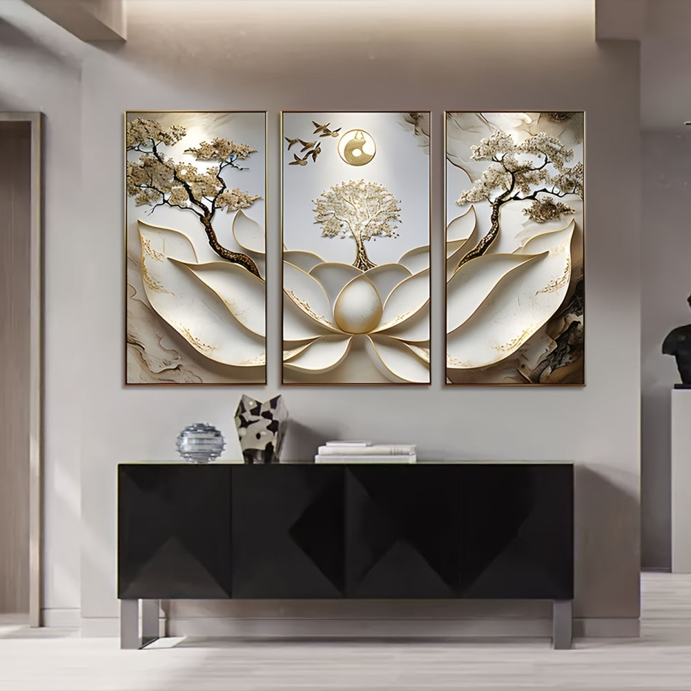 3pcs Modern For Lotus Flower Canvas Art Set