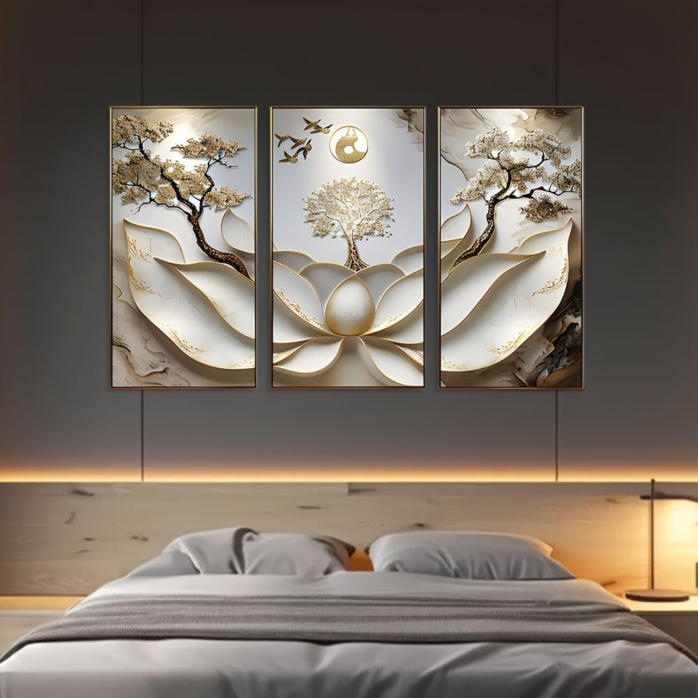 3pcs Modern For Lotus Flower Canvas Art Set