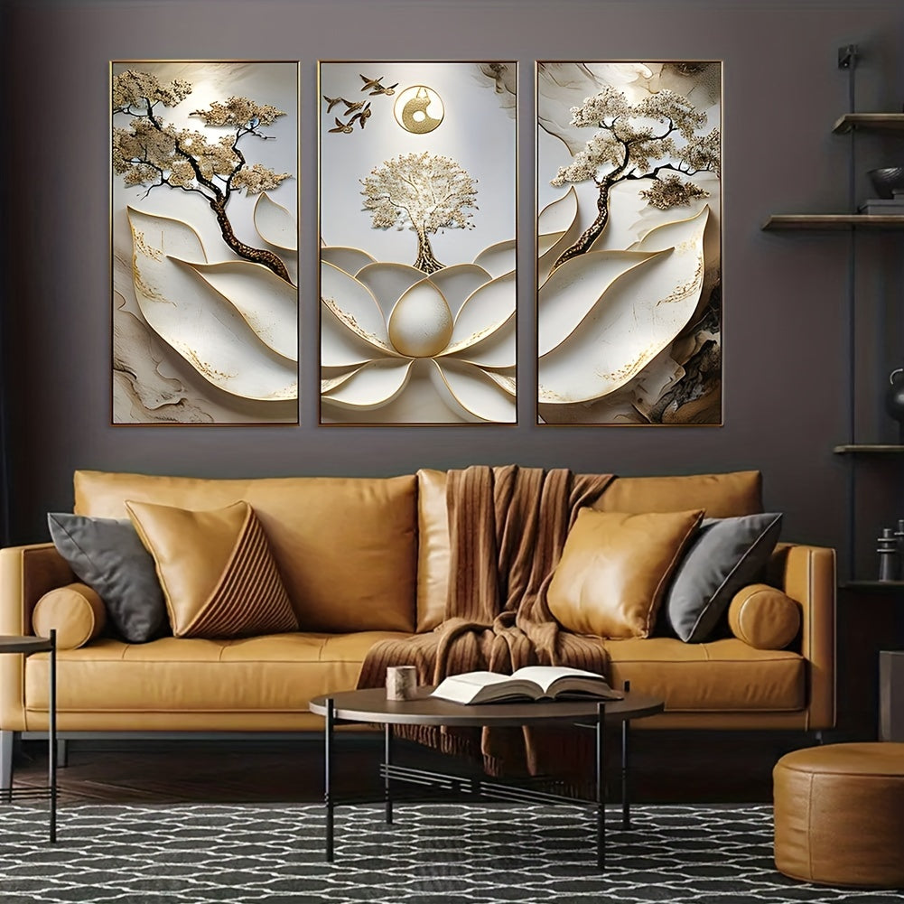 3pcs Modern For Lotus Flower Canvas Art Set