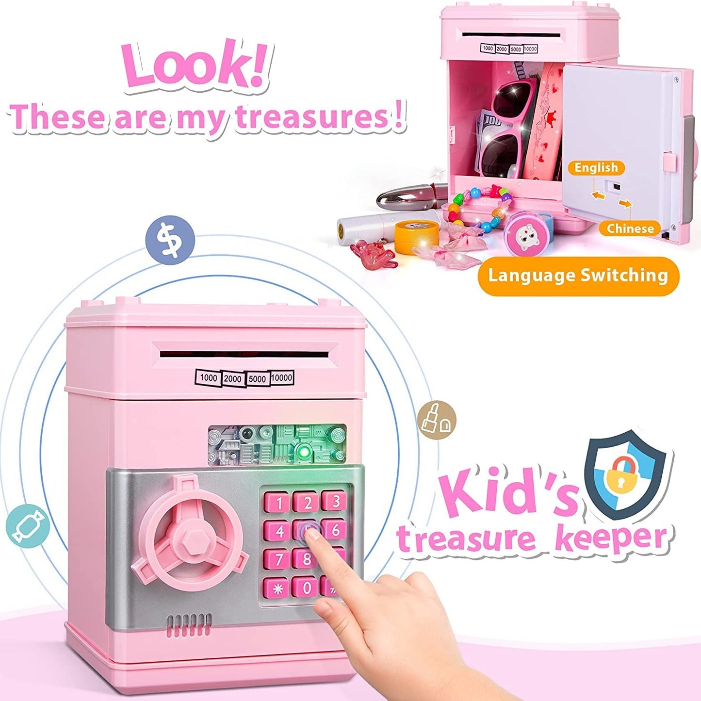 Piggy Bank Cash Coin Can ATM Bank Electronic For Kids