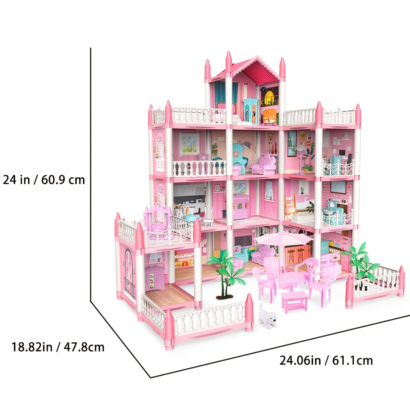 Dollhouse Kit contains 11 rooms and furniture accessories