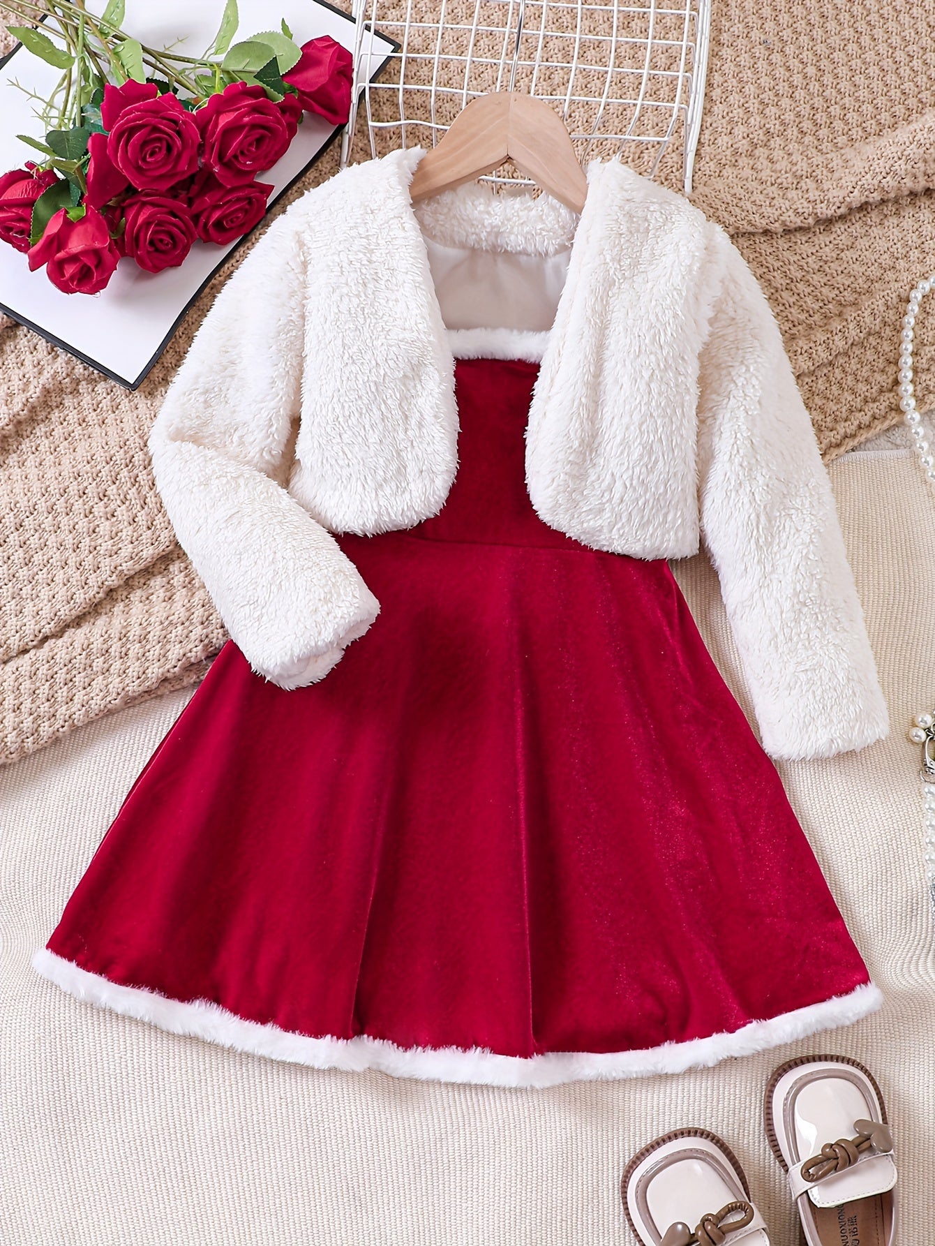 2pcs Plush Long Sleeve Cardigan