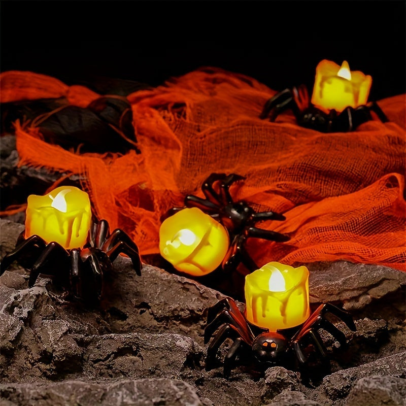 4/8pcs Halloween Spider LED Candle Lights