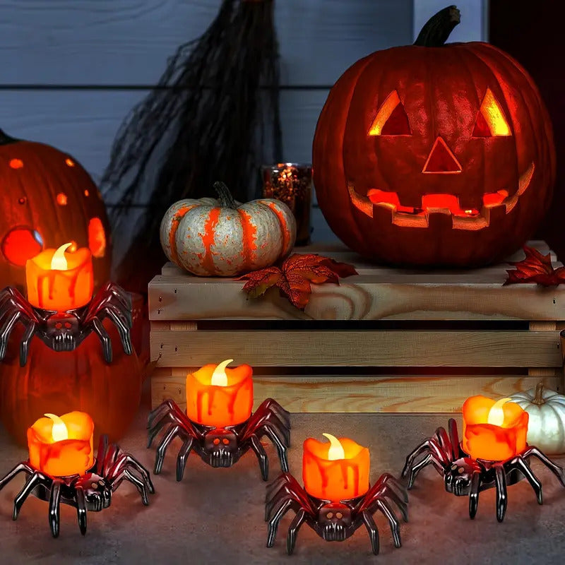 4/8pcs Halloween Spider LED Candle Lights