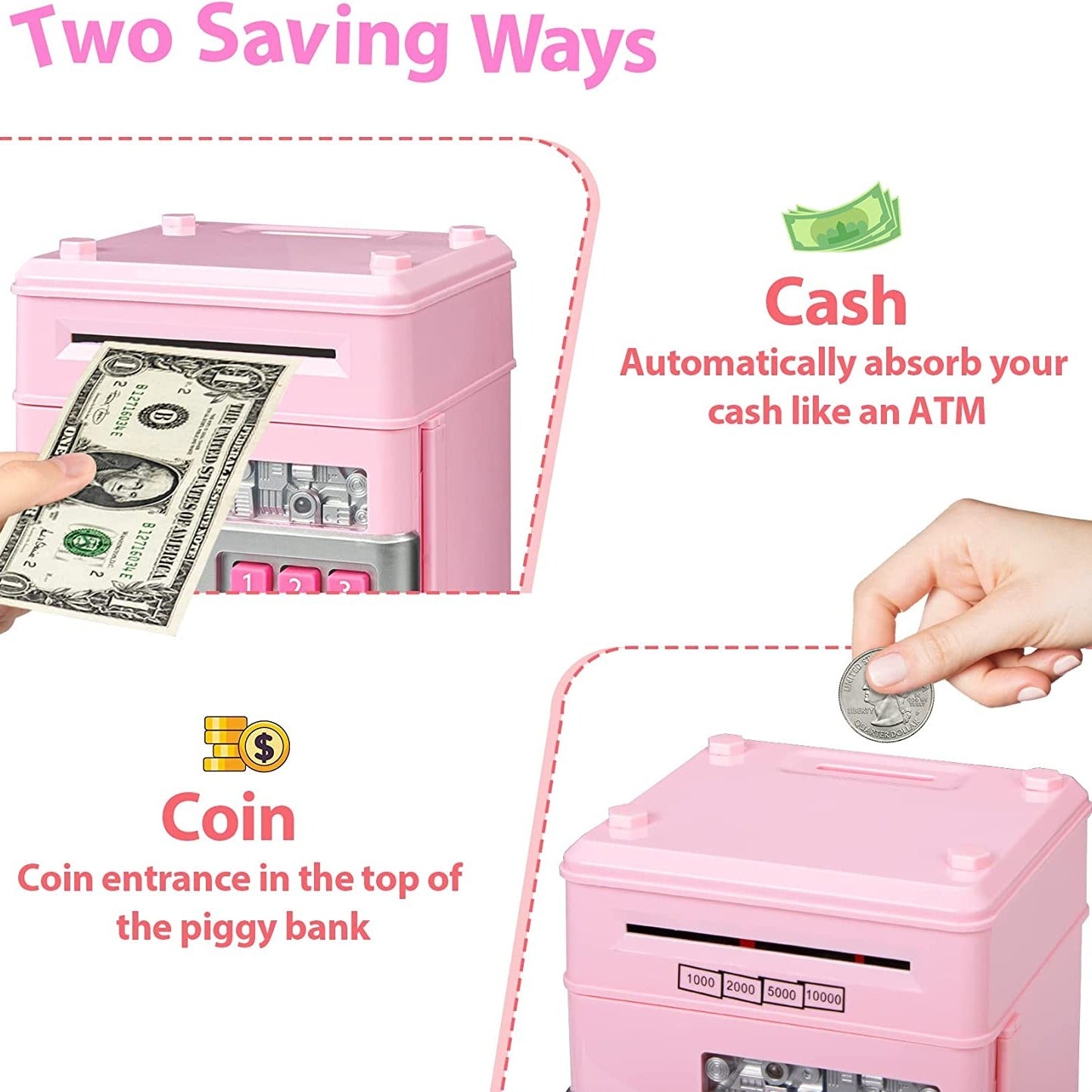 Piggy Bank Cash Coin Can ATM Bank Electronic For Kids