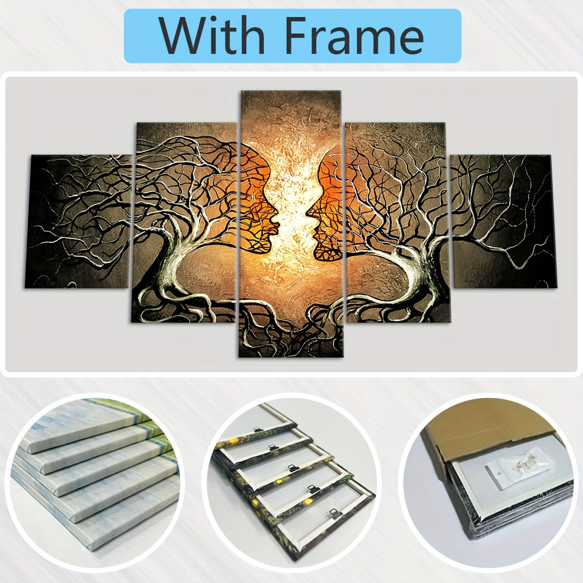 5pcs Wooden Framed Canvas Poster