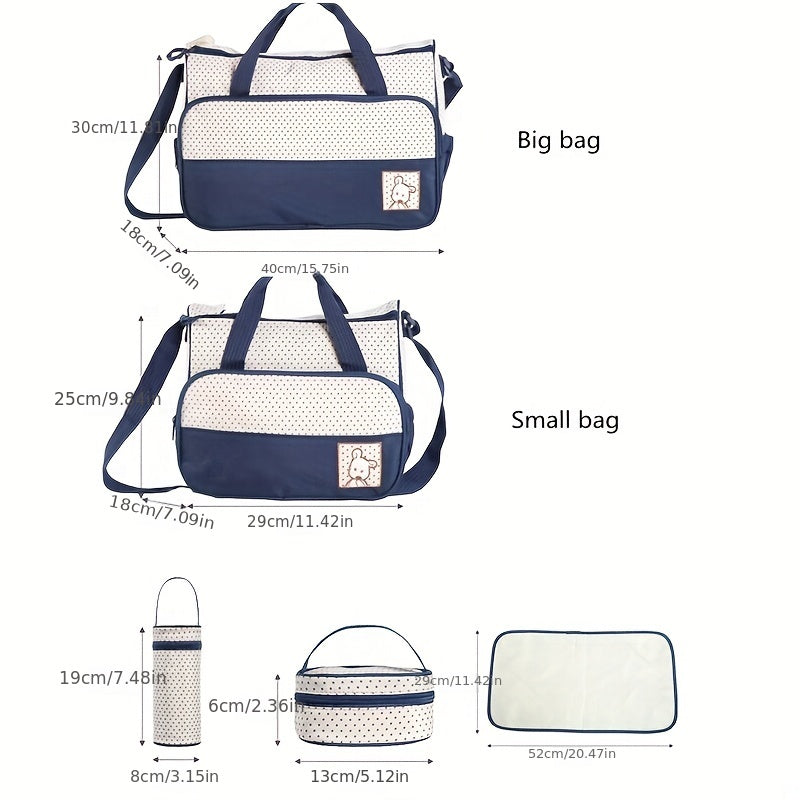 Fashion Oblique Span Waterproof Mommy Bag 5pcs Set Multi