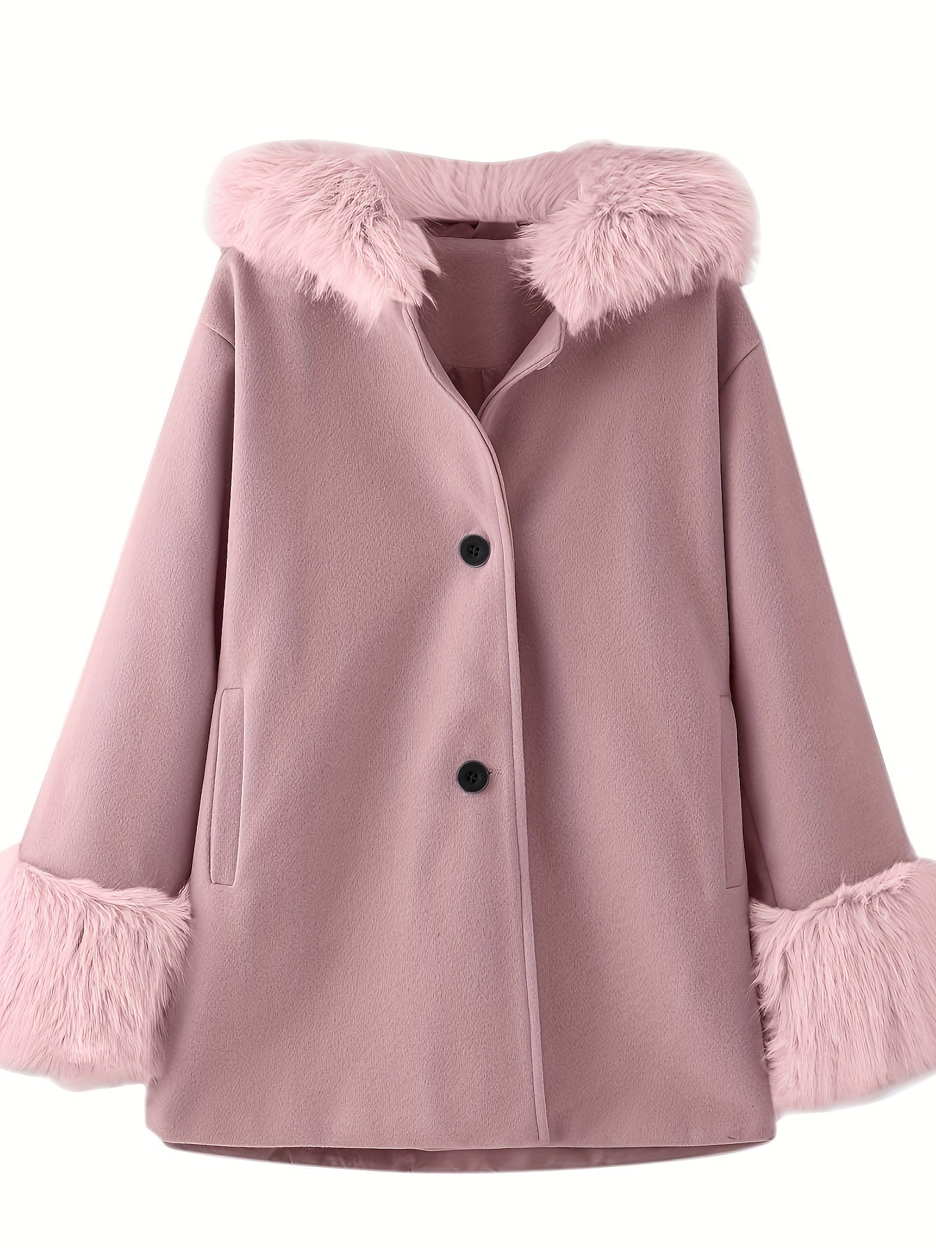 Little Girls Furry Hooded Coat Outerwear With Pockets