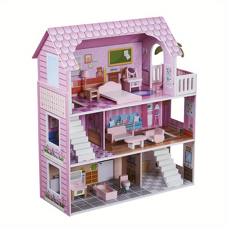 Pink Deluxe Dollhouse with 11 Accessories