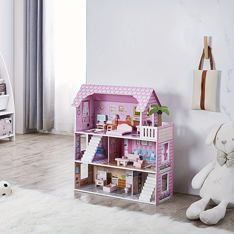 Pink Deluxe Dollhouse with 11 Accessories