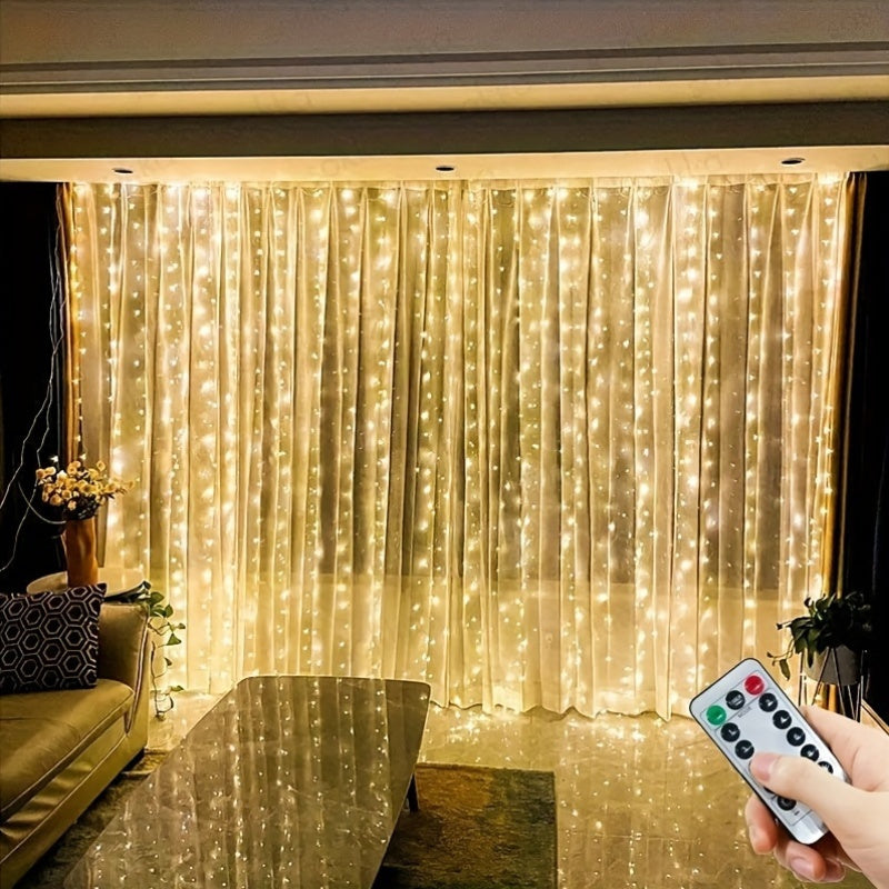 Festive LED Curtain Lights with Remote