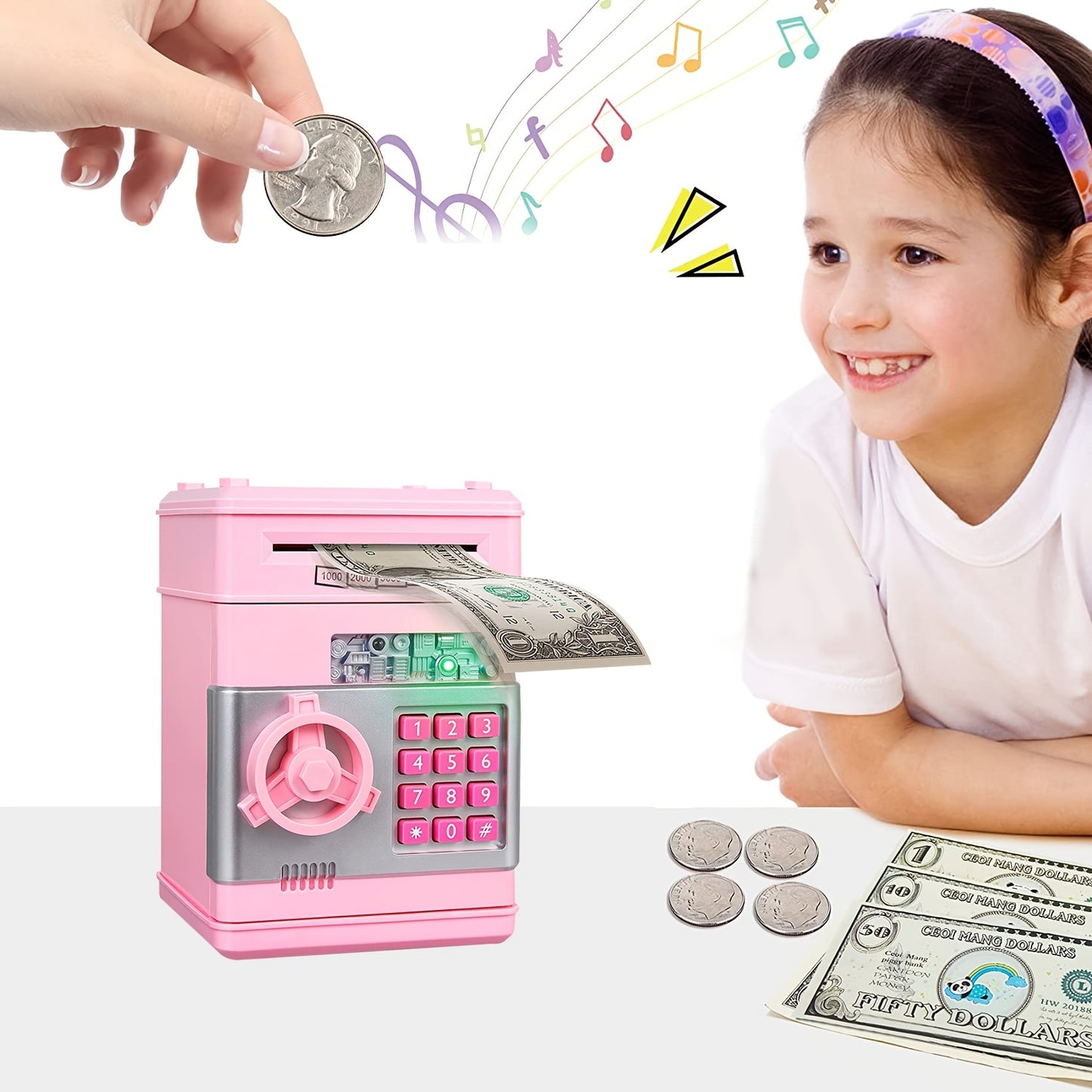 Piggy Bank Cash Coin Can ATM Bank Electronic For Kids