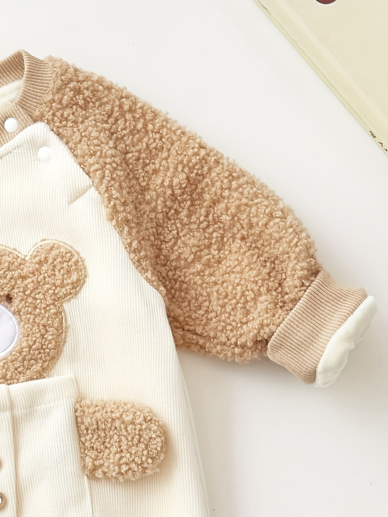 Adorable Bear,Themed Fleece-Lined Bodysuit for Baby Girls