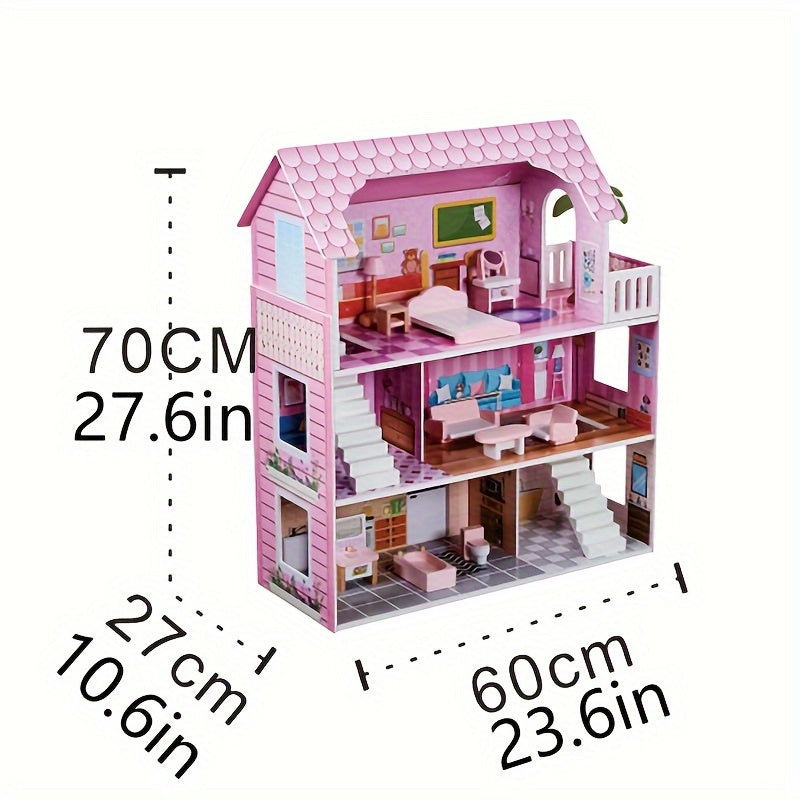 Pink Deluxe Dollhouse with 11 Accessories