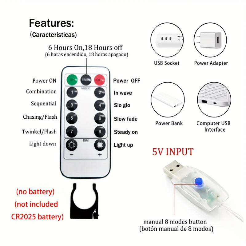 Festive LED Curtain Lights with Remote