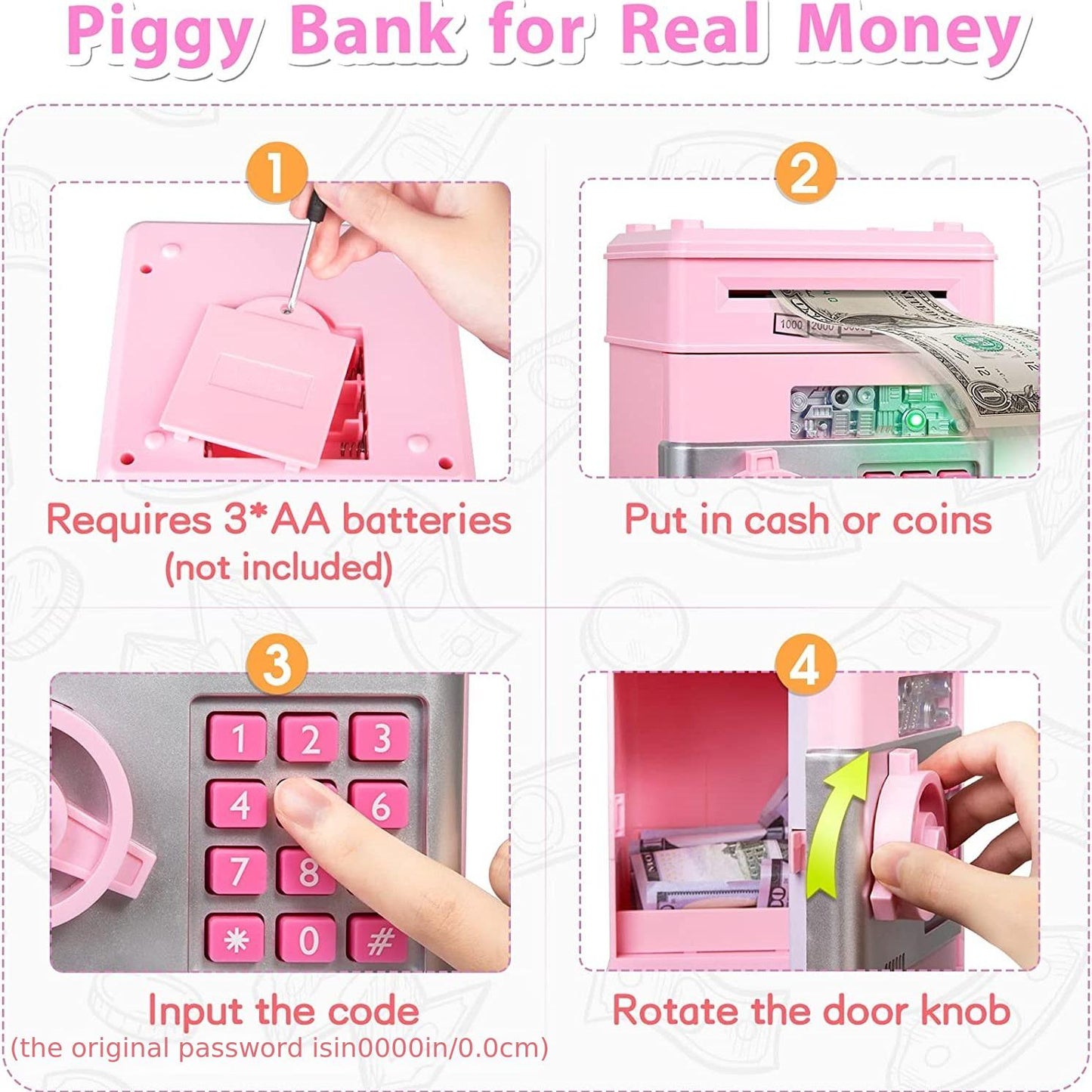 Piggy Bank Cash Coin Can ATM Bank Electronic For Kids