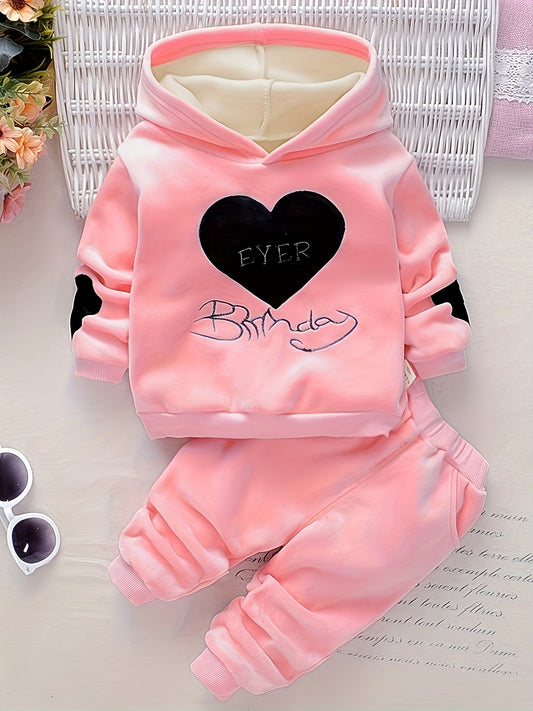 2pcs Baby Girls Cute Heart Graphic Long