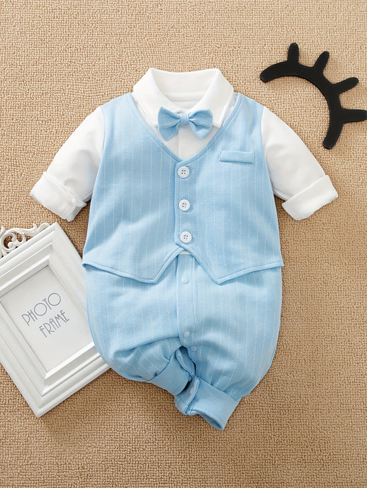 Bowtie Cotton Outdoor Baby Bodysuit, Newborn Boys