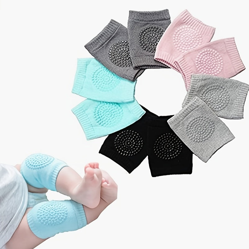 Ein Paar Vier-Jahreszeiten-Beinschützer für Babys mit Fellring, Ellbogen- und Krabbelsocken für Babys mit Happy Face-Motiv, rutschfeste Knieorthese, verstellbar, elastisch, neutral, als Halloween- und Weihnachtsgeschenk