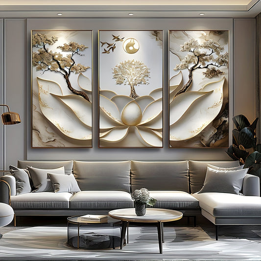 3pcs Modern For Lotus Flower Canvas Art Set