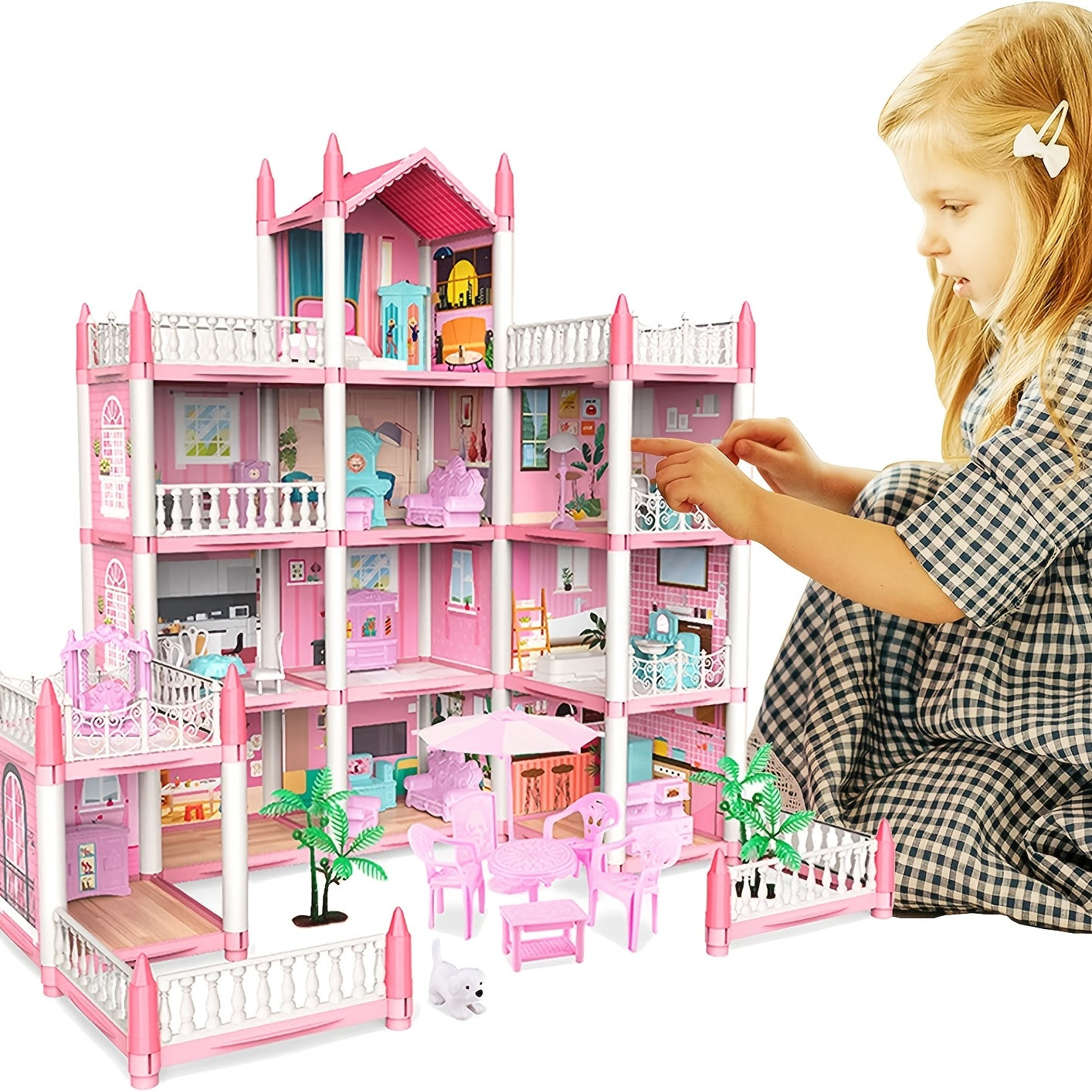 Dollhouse Kit contains 11 rooms and furniture accessories