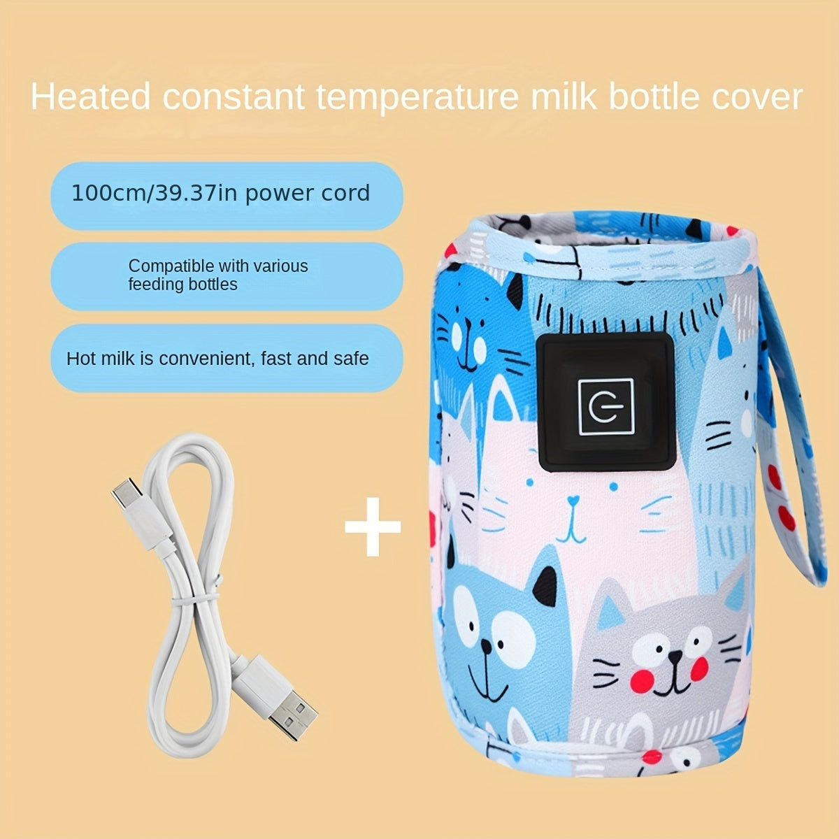 Three-Speed Thermostat Cartoon Milk Bottle Set