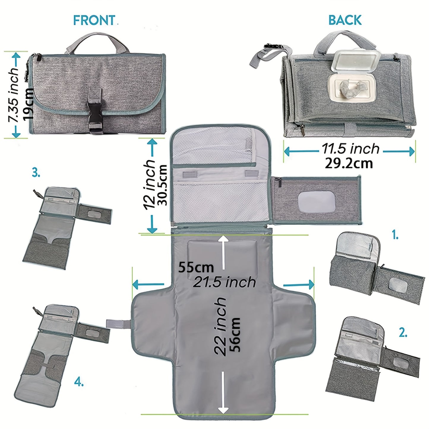 Portable Diaper Changing Pad With Built