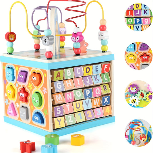 Wooden Activity Cube, Toys For Boys & Girls