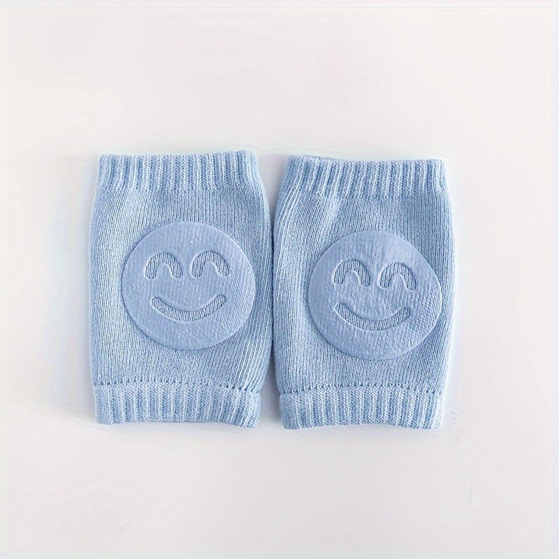 Ein Paar Vier-Jahreszeiten-Beinschützer für Babys mit Fellring, Ellbogen- und Krabbelsocken für Babys mit Happy Face-Motiv, rutschfeste Knieorthese, verstellbar, elastisch, neutral, als Halloween- und Weihnachtsgeschenk